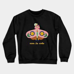 Cute Frida kahlo butterfly summer colorful flowers viva la vida Crewneck Sweatshirt